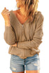 Zipper V-Neck Dropped Sleeve Hooded Solid Sweater